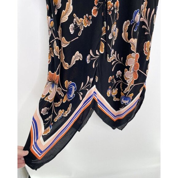 MSK Women’s Black Floral Handkerchief Hem Dress Size Medium - Picture 6 of 13